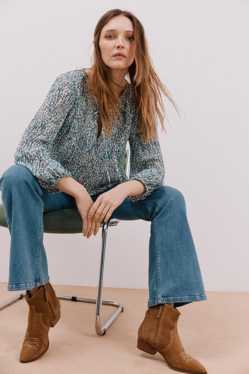 pedro del hierro Blusa plisada escote pico Precios de Black Friday