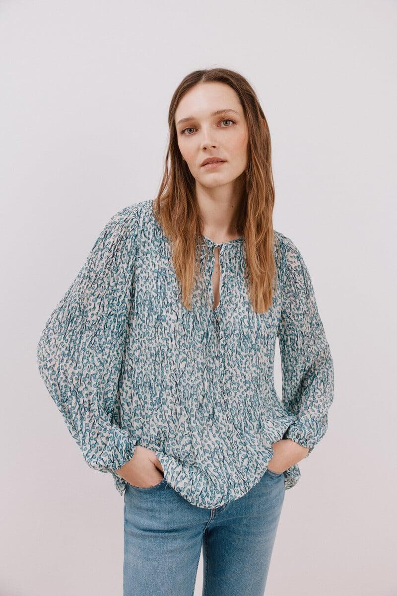 pedro del hierro Blusa plisada escote pico Precios de Black Friday