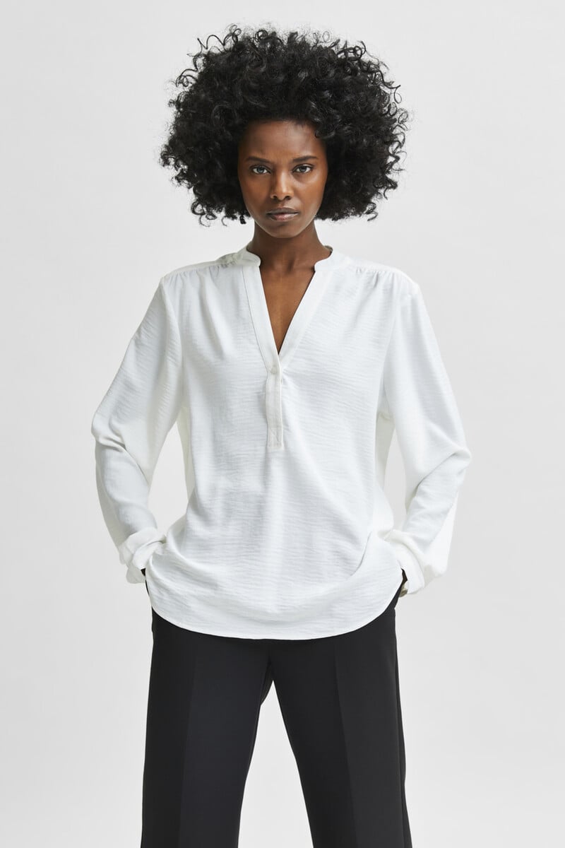 pedro del hierro Blusa fluida con cuello de pico confeccionada con materiales reciclados Oferta exclusiva