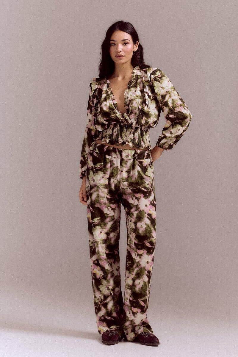 pedro del hierro Blusa estampada nido de abeja Rebajas de fin de temporada