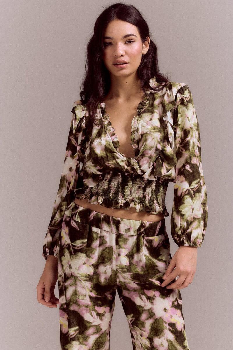 pedro del hierro Blusa estampada nido de abeja Rebajas de fin de temporada