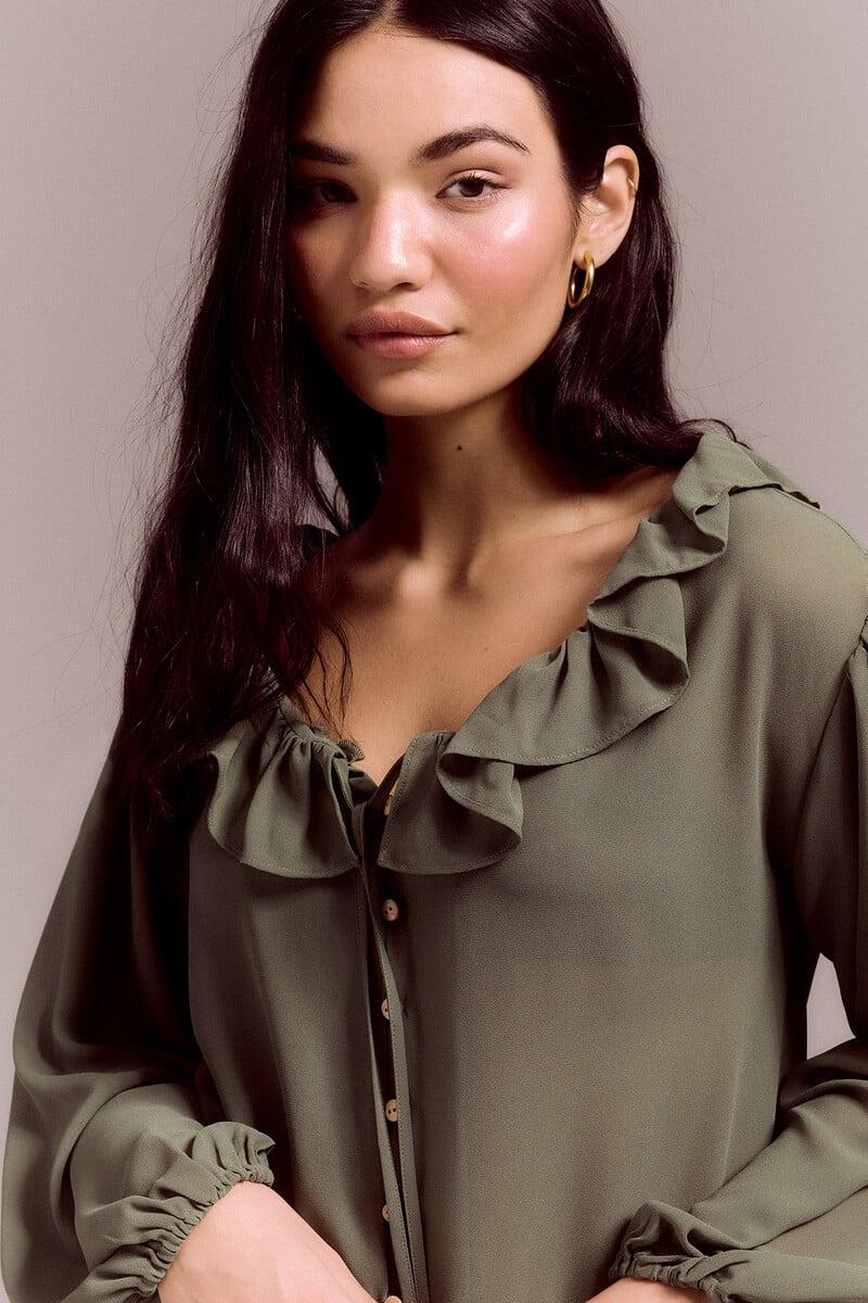 pedro del hierro Blusa romántica volantes Venta caliente