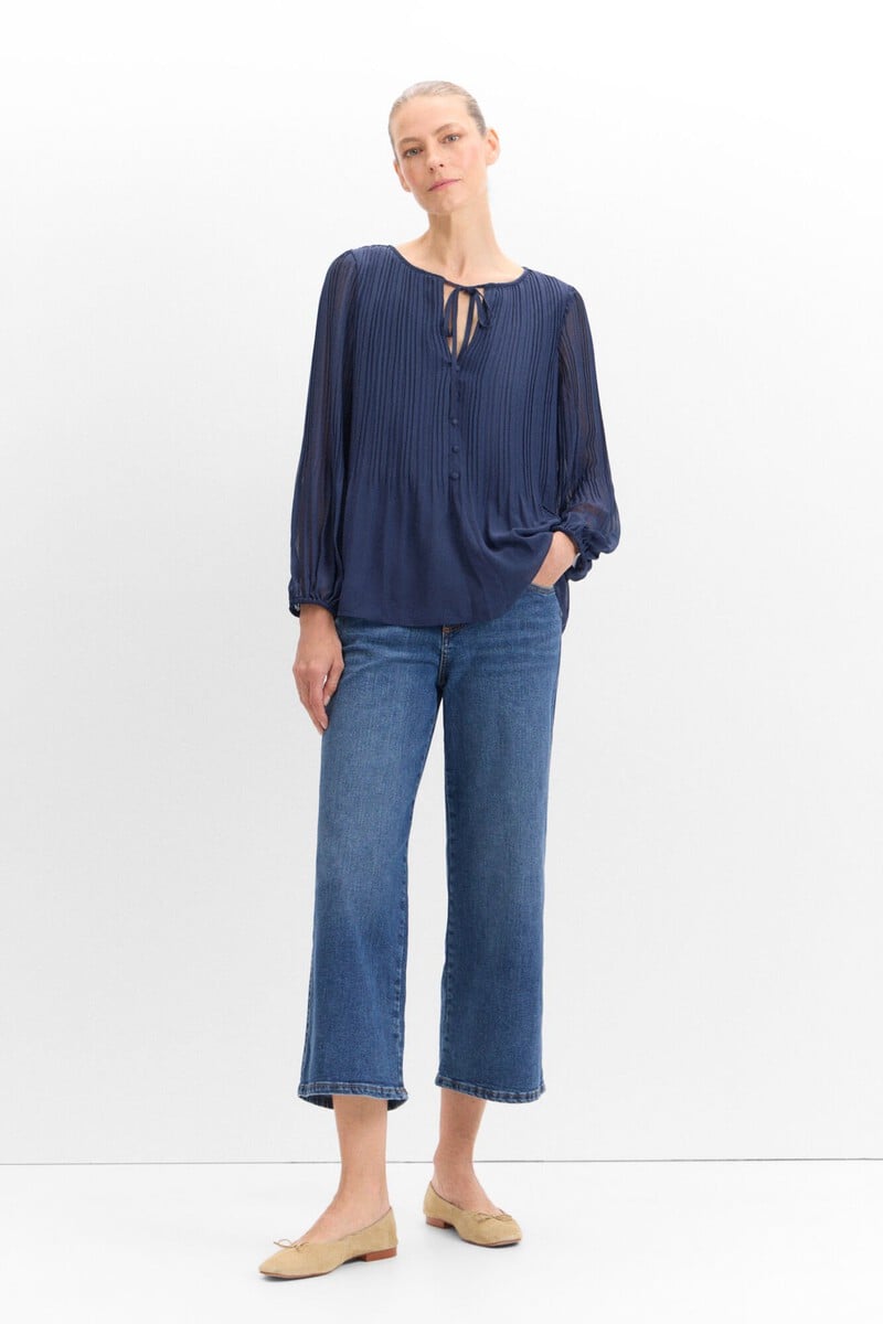 pedro del hierro Blusa plisada estampada Gran oferta