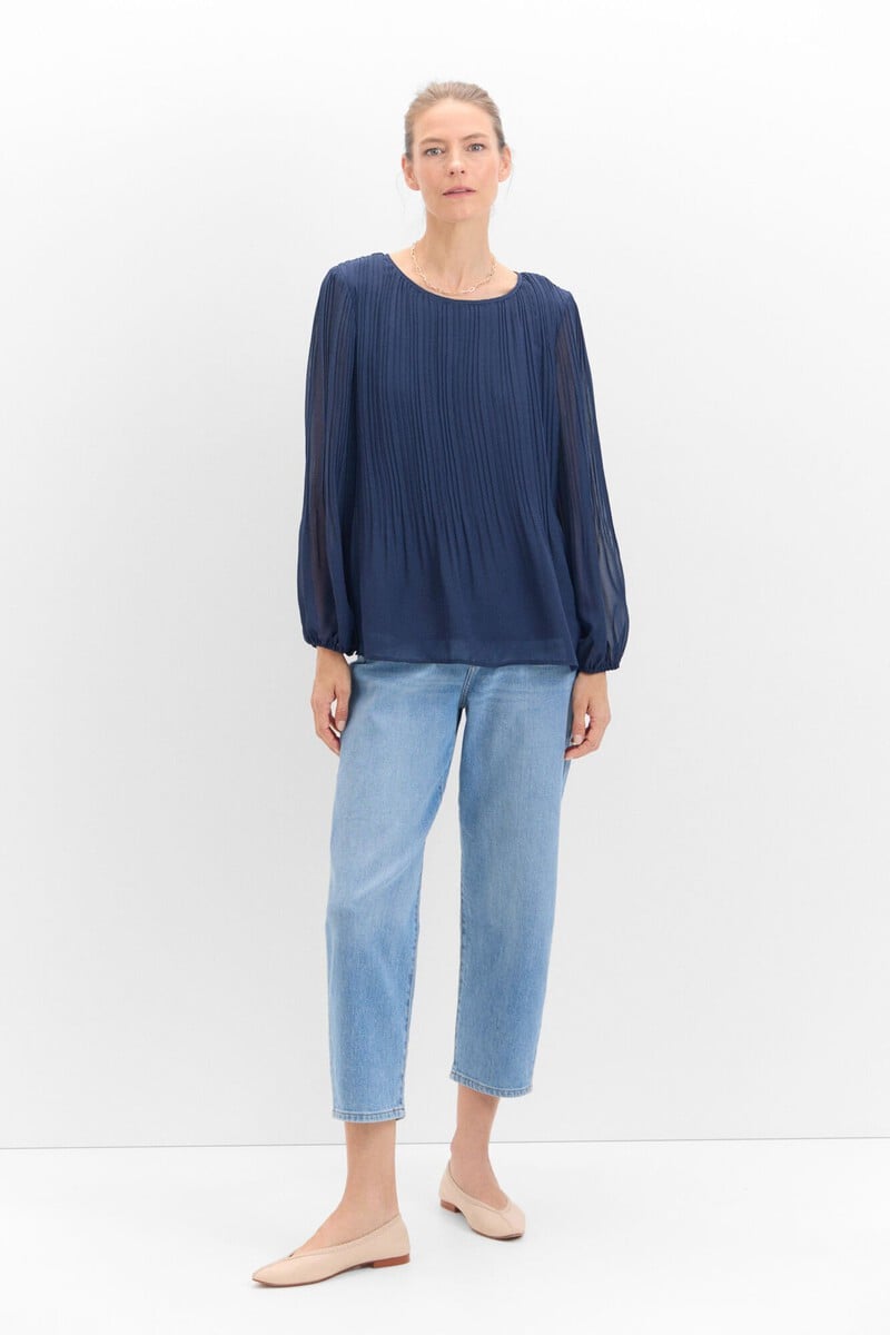 pedro del hierro Blusa plisada combinada Último día