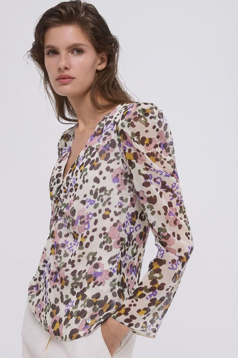 pedro del hierro Blusa estampada hombrera Precio de fábrica