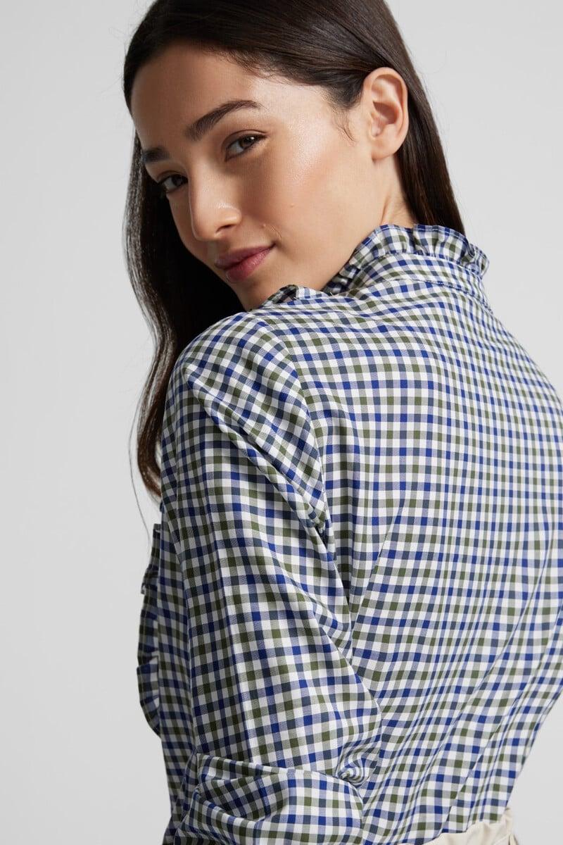 pedro del hierro Blusa chorreras cuadros Promoción por tiempo limitado
