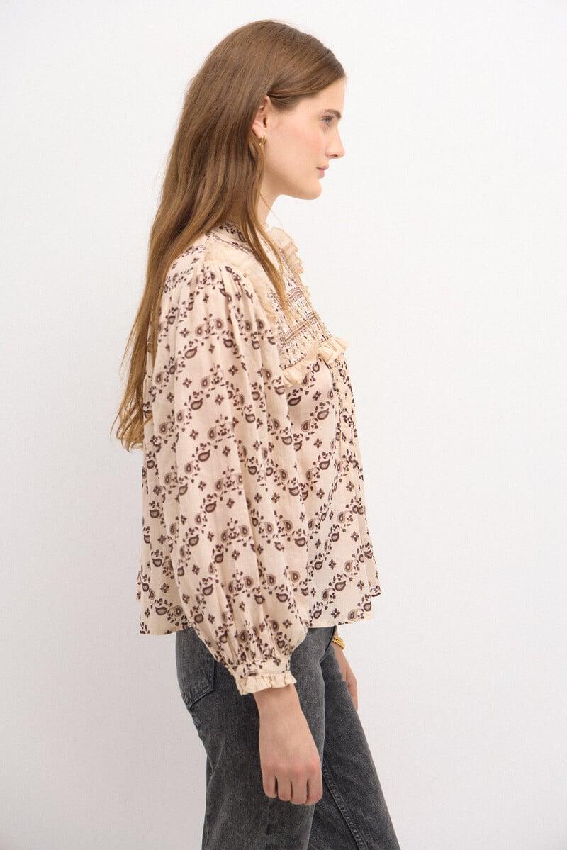 pedro del hierro Carmela. Blusa pechera bordadaestampada Libre de impuestos