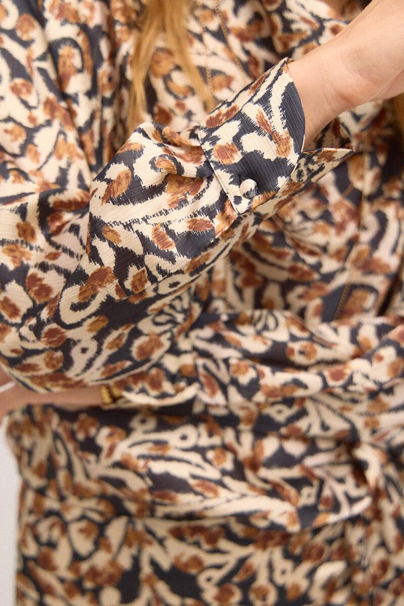 pedro del hierro Ciara. Blusa estampada drapeado Última moda