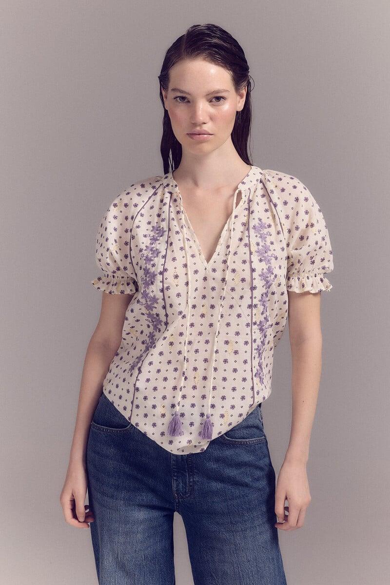 pedro del hierro Blusa bordada Descuento por venta flash