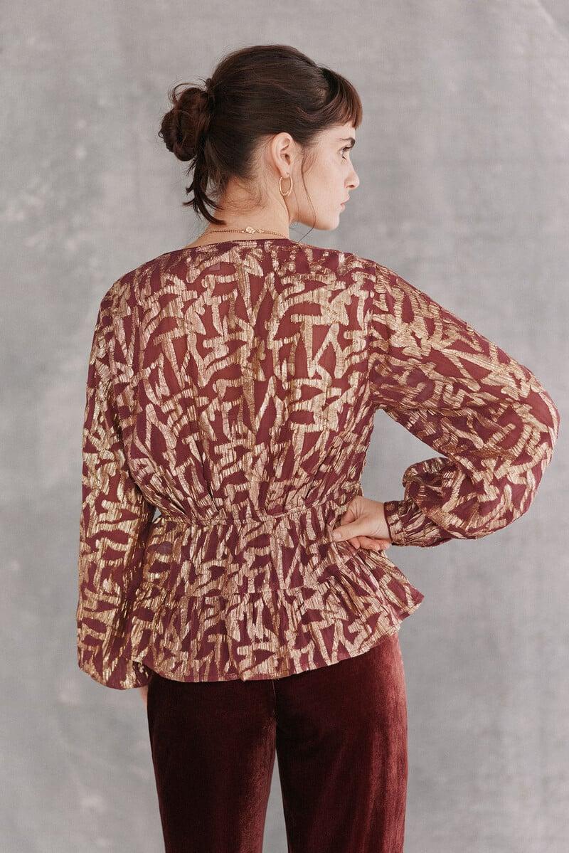 pedro del hierro Cece. Blusa jacquard dorado Venta caliente