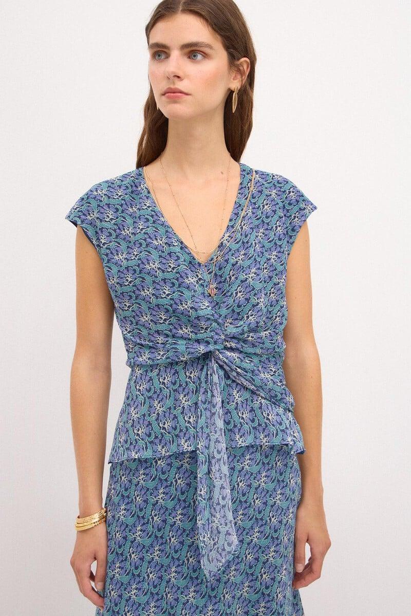 pedro del hierro Camelia. Top nudo estampado lurex Tienda