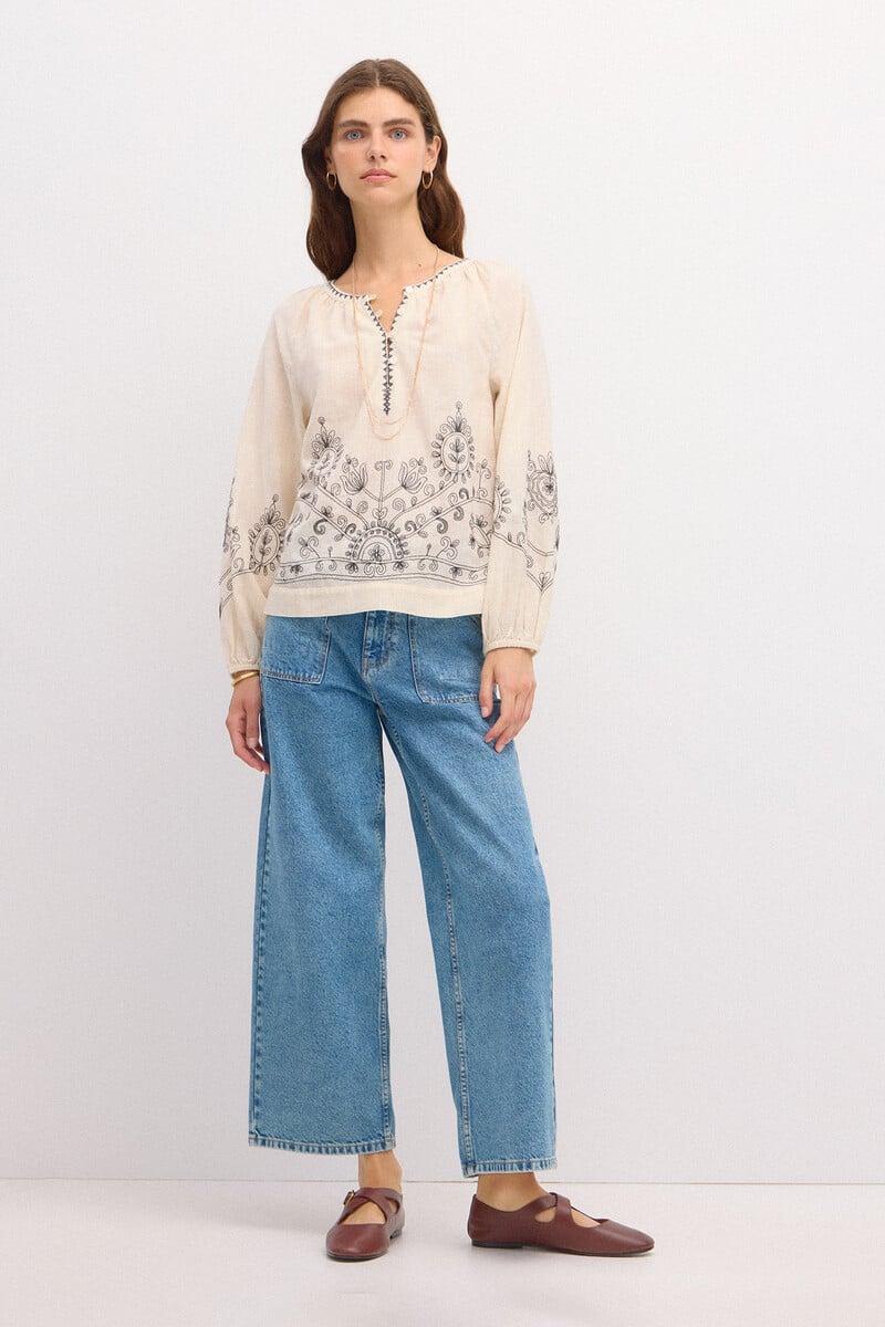 pedro del hierro Camila. Blusa bordada Mejor oferta