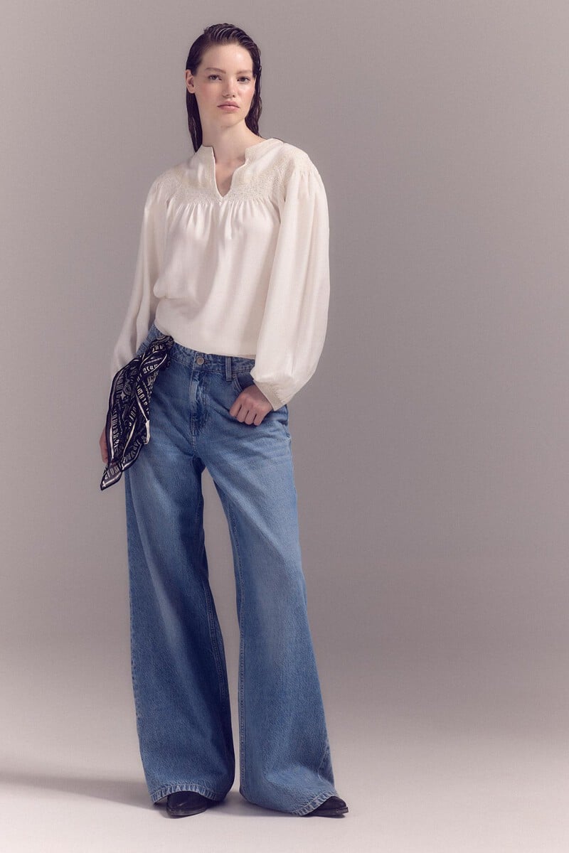 pedro del hierro Blusa blanca bordada Rebajas online