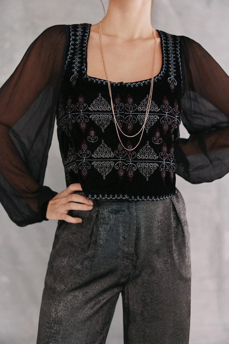 pedro del hierro Cristina. Blusa bordada Rebajas top