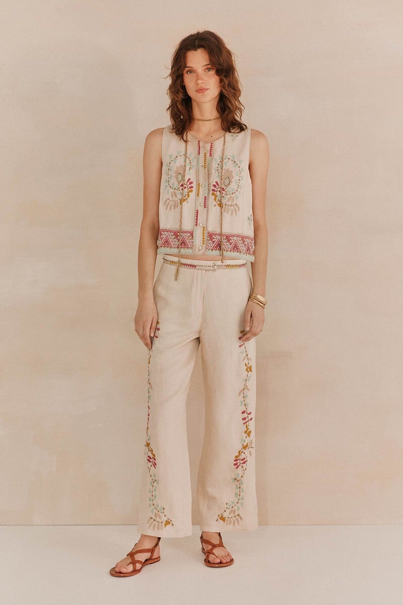pedro del hierro Paula. Pantalones bordados Outlet online