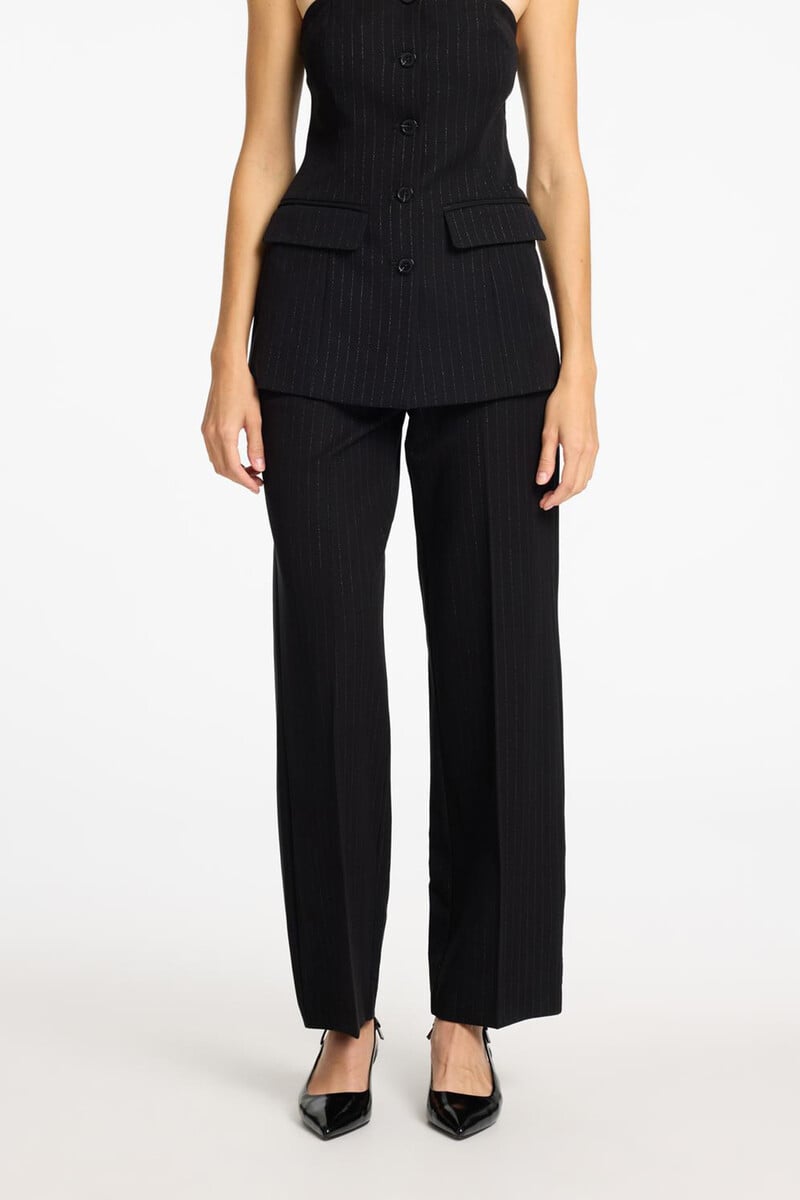 pedro del hierro Pantalón de traje wide leg con detalle de raya diplomática en plateado Solo hoy