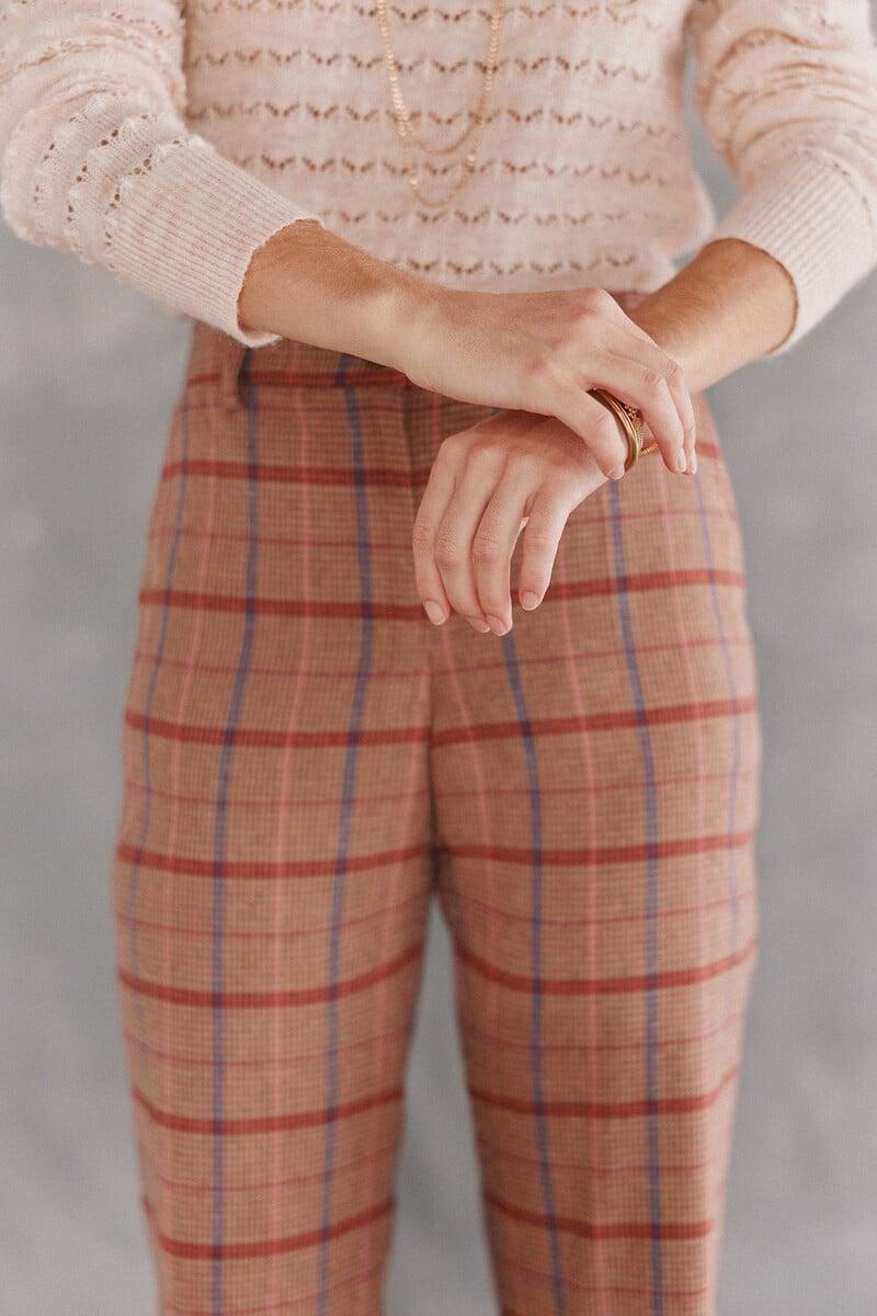 pedro del hierro Pandora. Pantalón recto de cuadros Grandes descuentos
