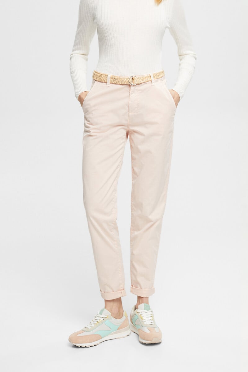 pedro del hierro Pantalón básico chino con cinturón trenzado Venta caliente