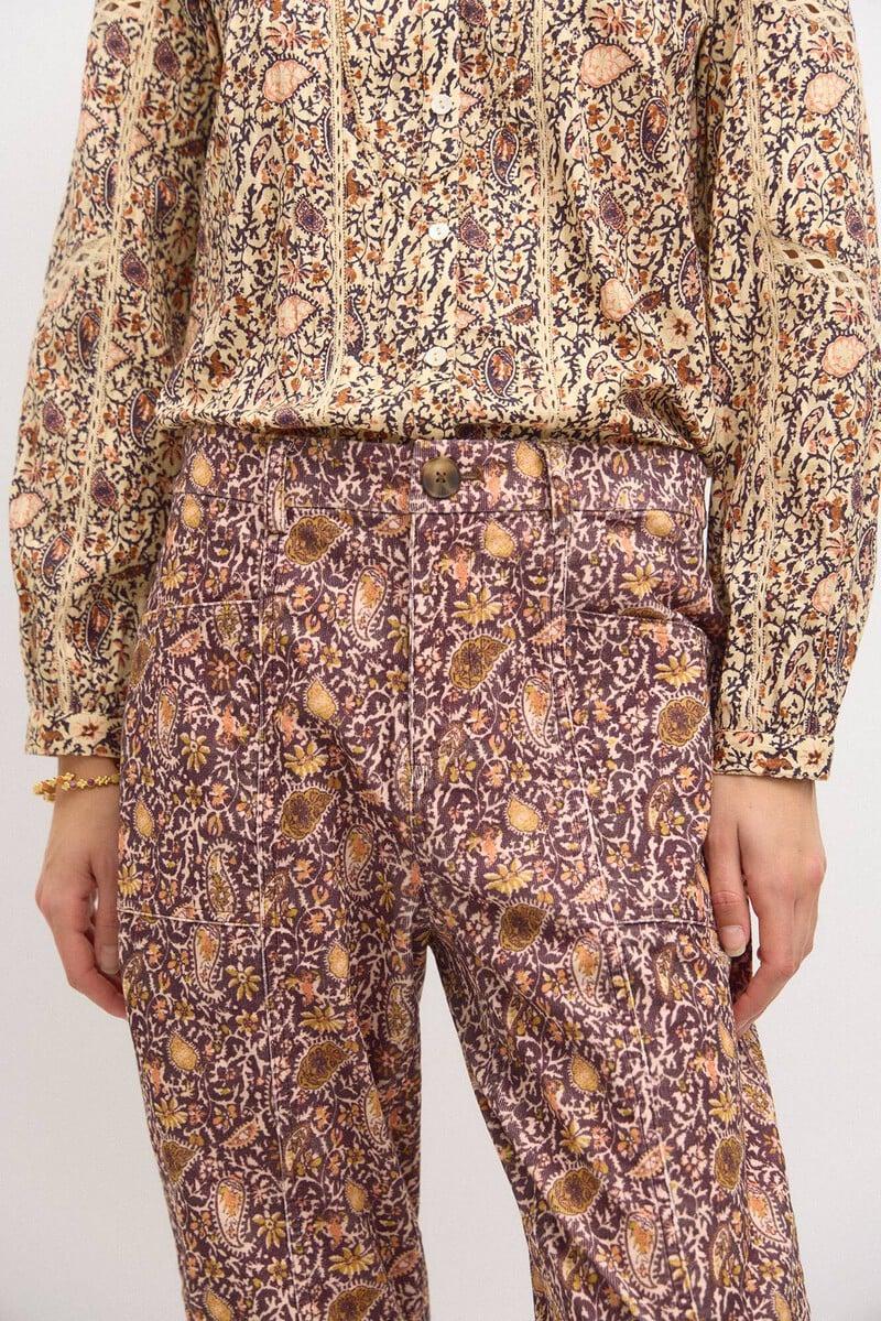 pedro del hierro Pía. Pantalón de pana estampado En oferta