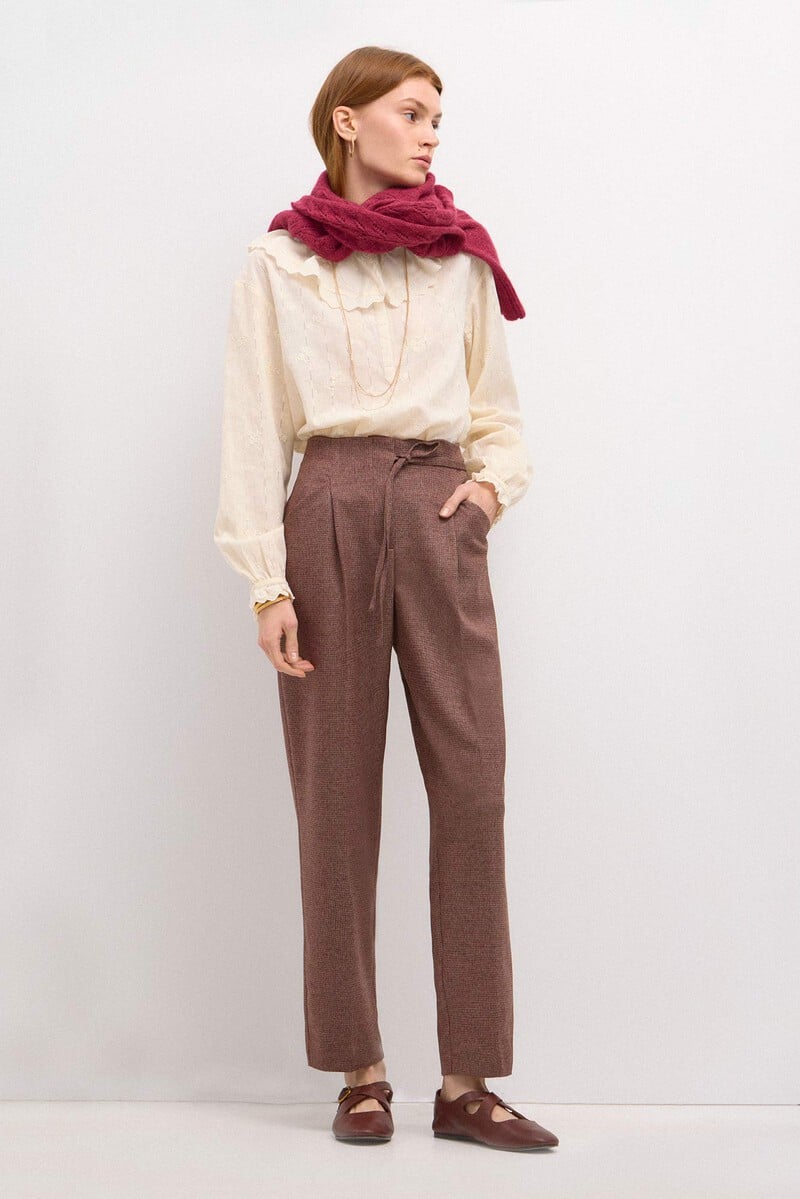 pedro del hierro Piedad. Pantalón de cuadros con lazada