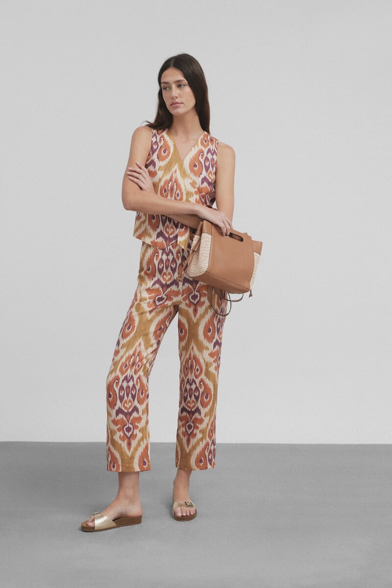 pedro del hierro Pantalón lino estampado ikat Envío gratis