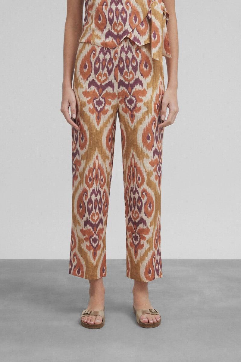 pedro del hierro Pantalón lino estampado ikat Envío gratis