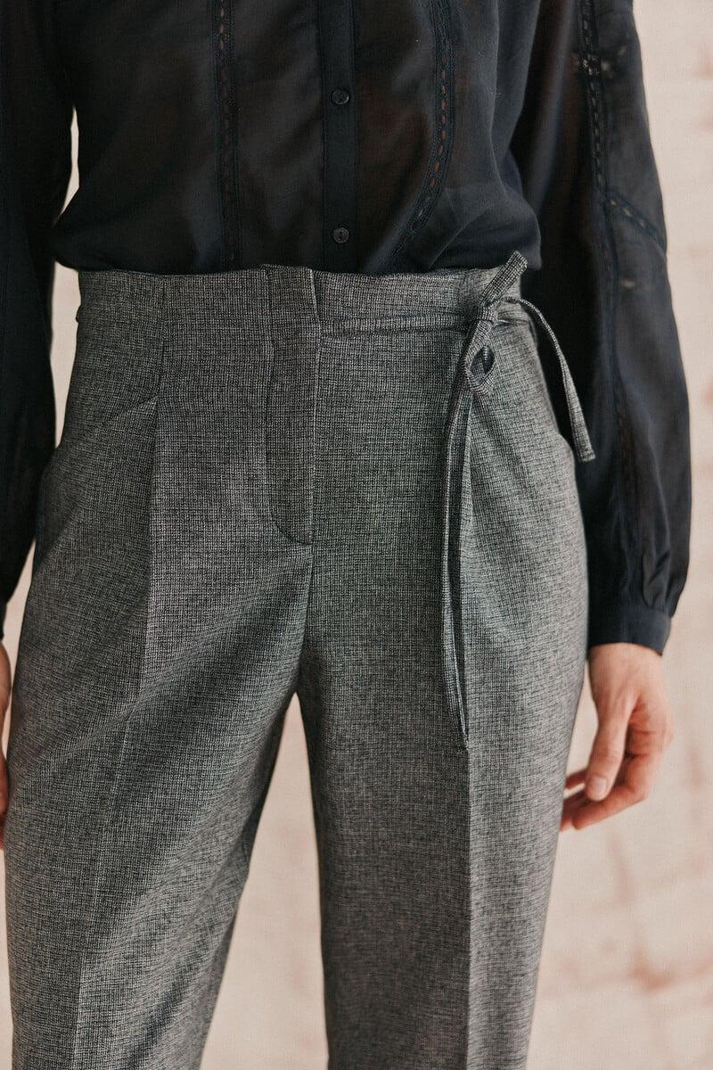 pedro del hierro Piedad. Pantalón de cuadros con lazada Oferta especial