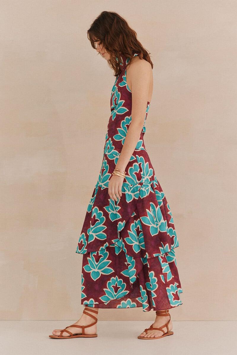 pedro del hierro Rosa. Falda estampada volantes Oferta exclusiva