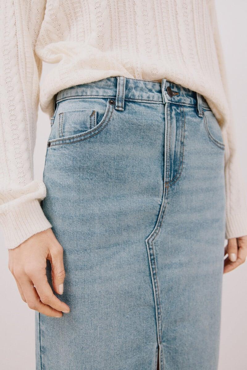 pedro del hierro Falda midi vaquera Rebajas de fin de temporada