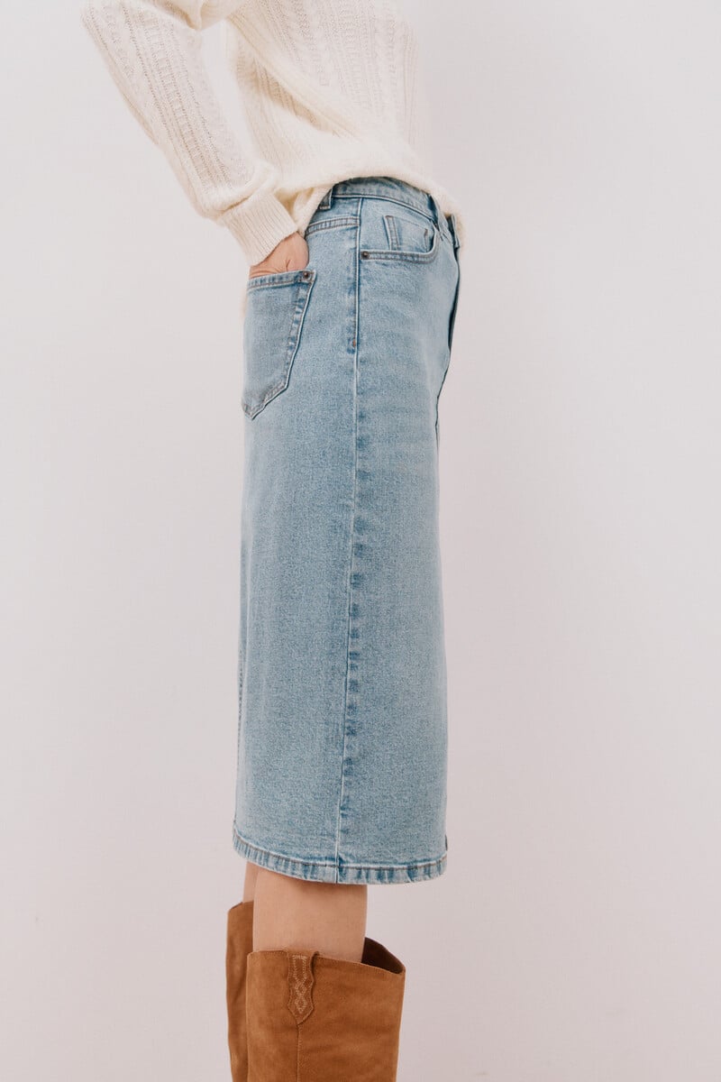 pedro del hierro Falda midi vaquera Rebajas de fin de temporada