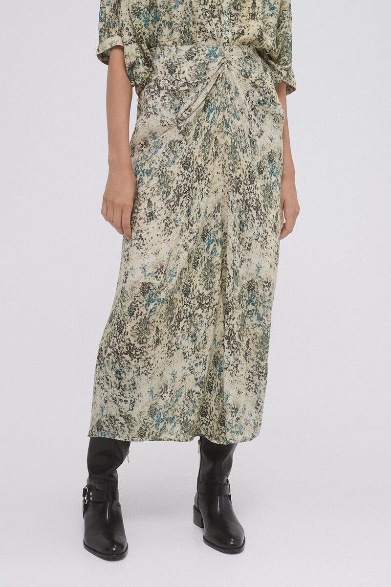 pedro del hierro Falda estampada drapeada En oferta