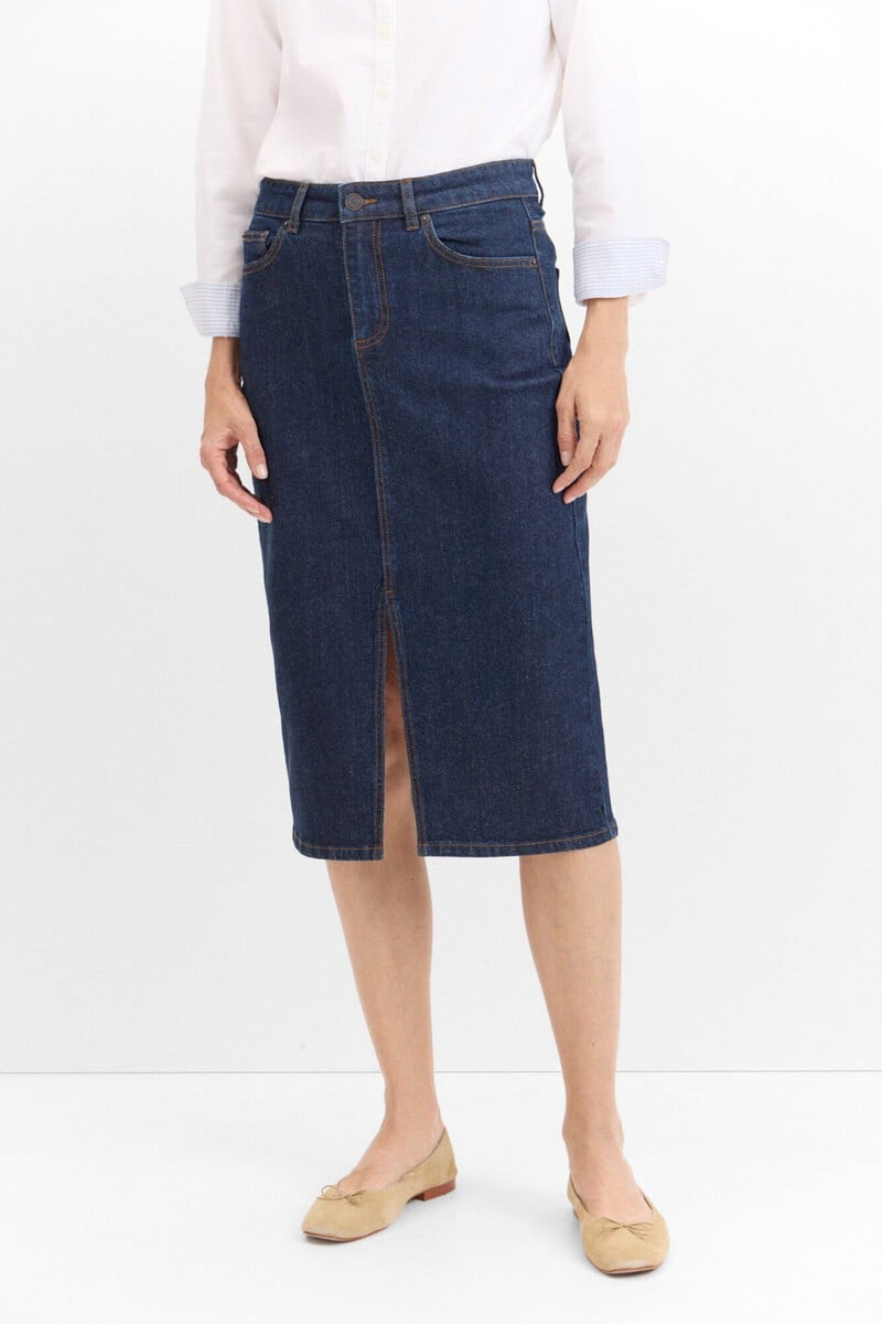 pedro del hierro Falda Midi Vaquera Descuento