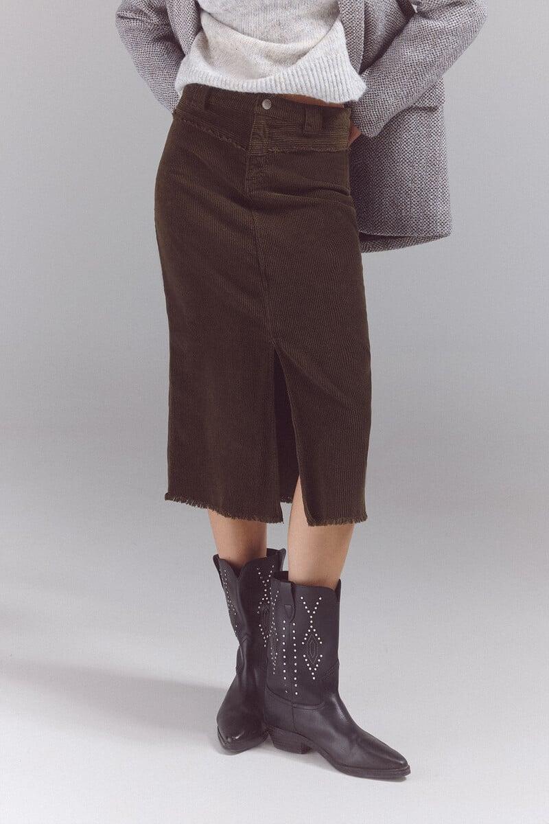 pedro del hierro Falda corduroy canesú Liquidación