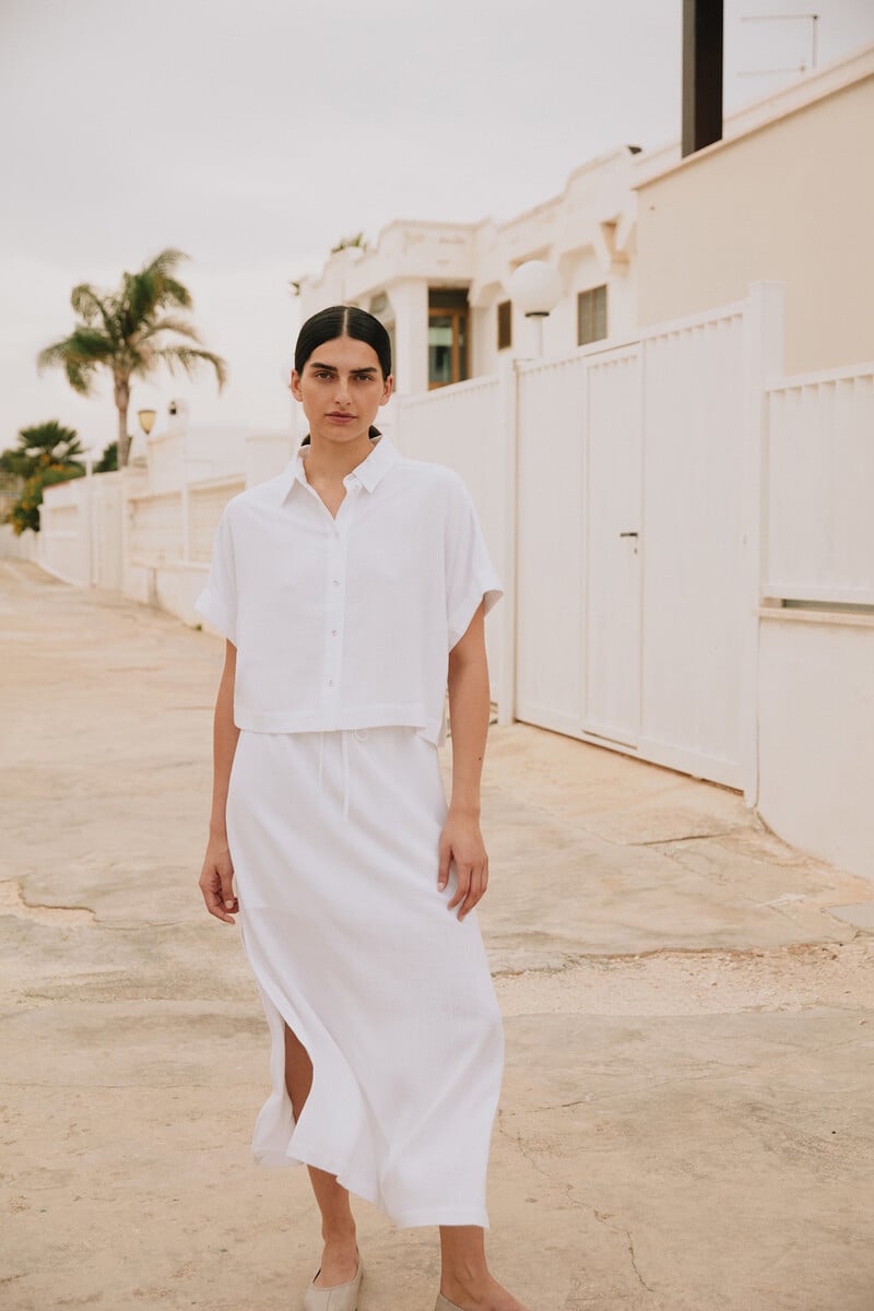 pedro del hierro Falda Midi de lino. Regular Fit Envío gratis
