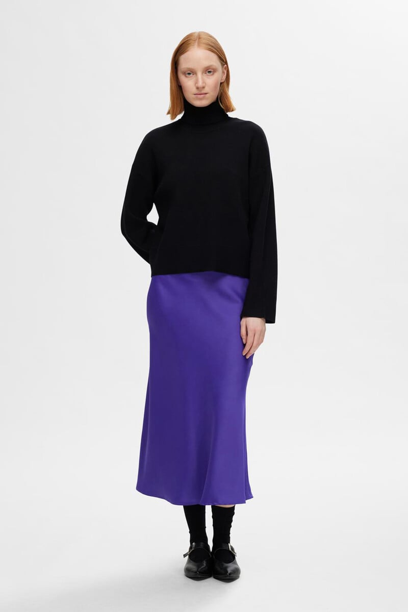 pedro del hierro Falda Midi satinada confeccionada con materiales reciclados