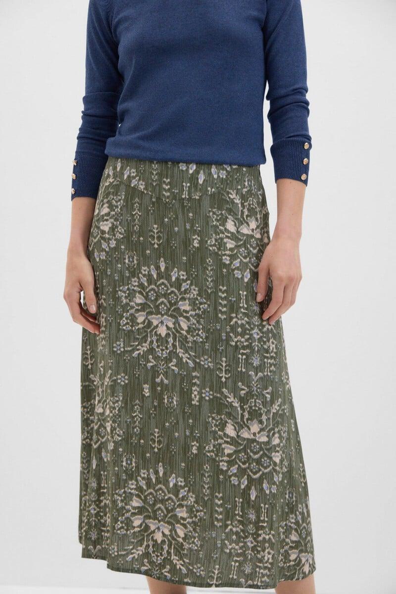 pedro del hierro Falda midi estampada Superdescuento