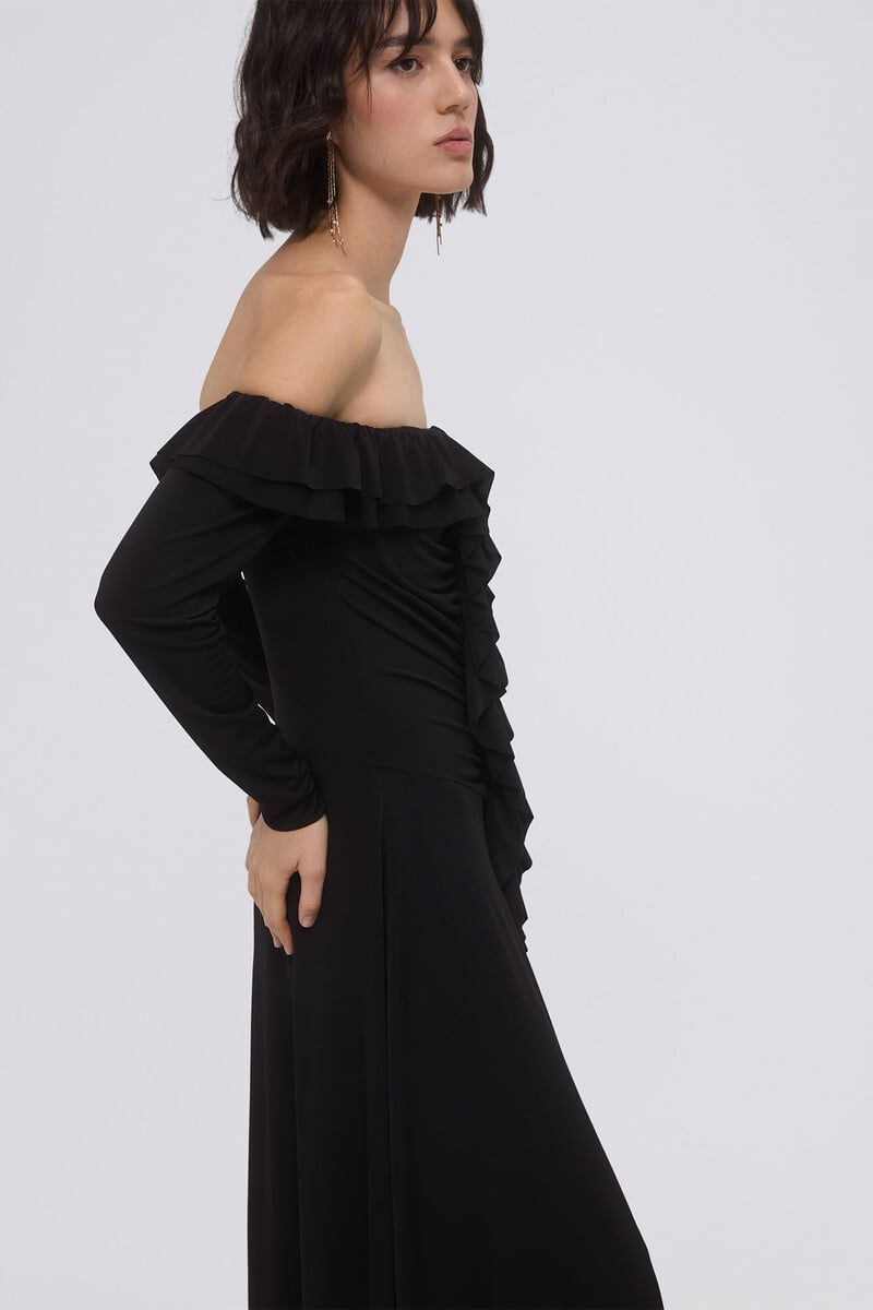 pedro del hierro Vestido de punto con volantes Descuento por venta flash