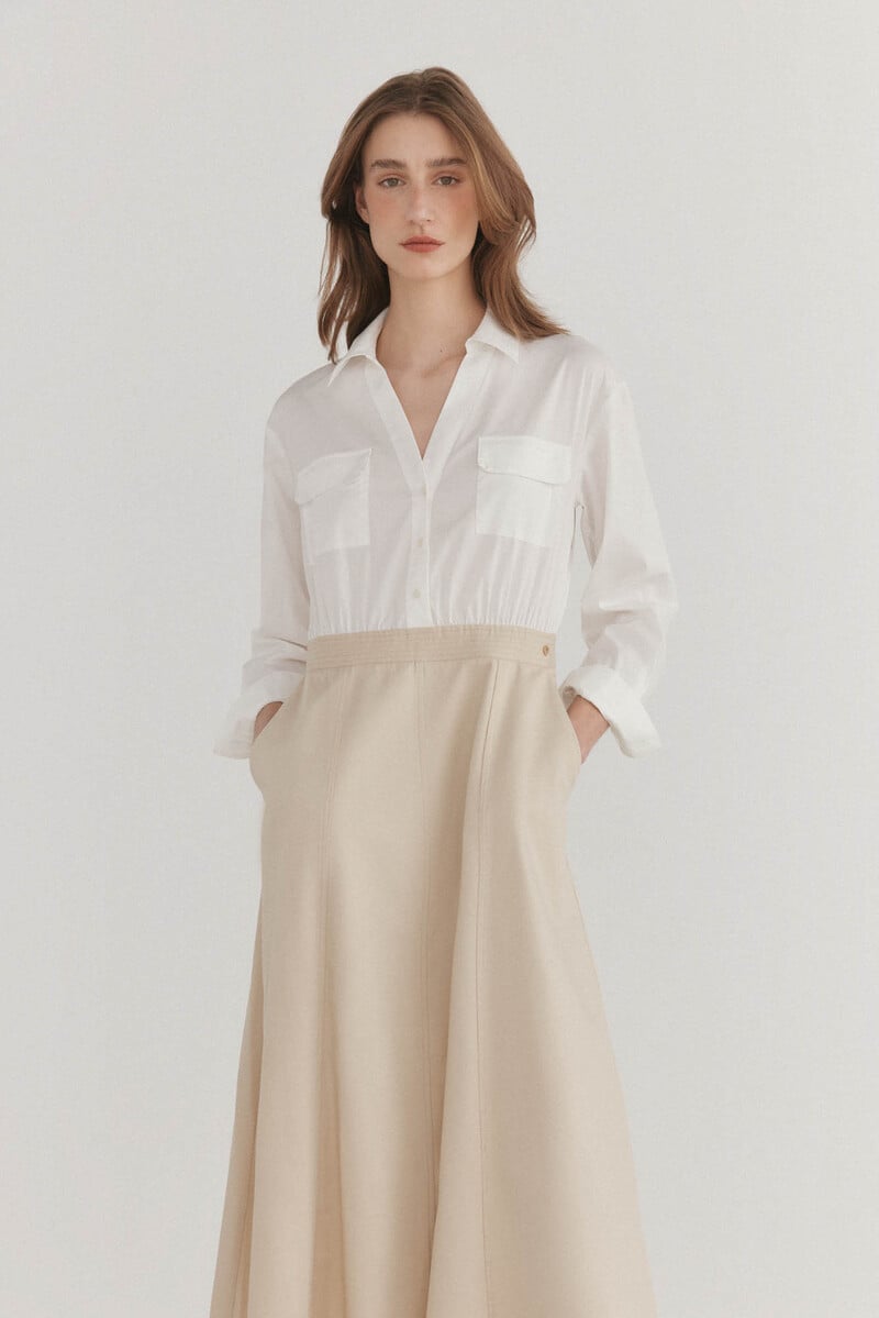 pedro del hierro Vestido camisero en dos tejidos Ofertas de temporada