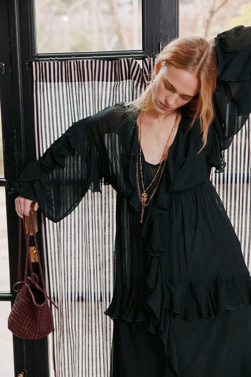 pedro del hierro Laura. Vestido volantes midi Rebajas de fin de temporada