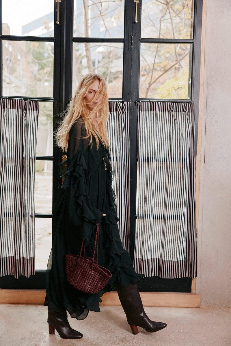 pedro del hierro Laura. Vestido volantes midi Rebajas de fin de temporada