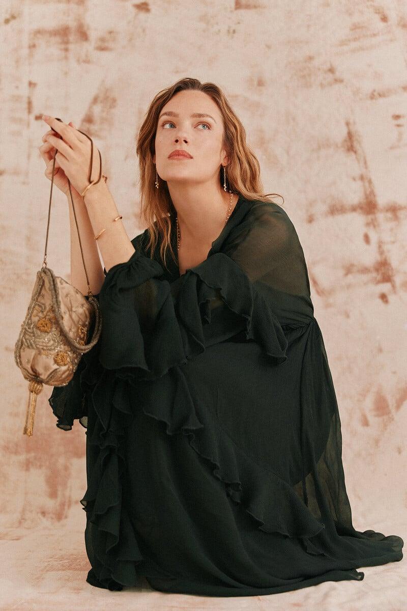 pedro del hierro Laura. Vestido volantes midi Rebajas de fin de temporada