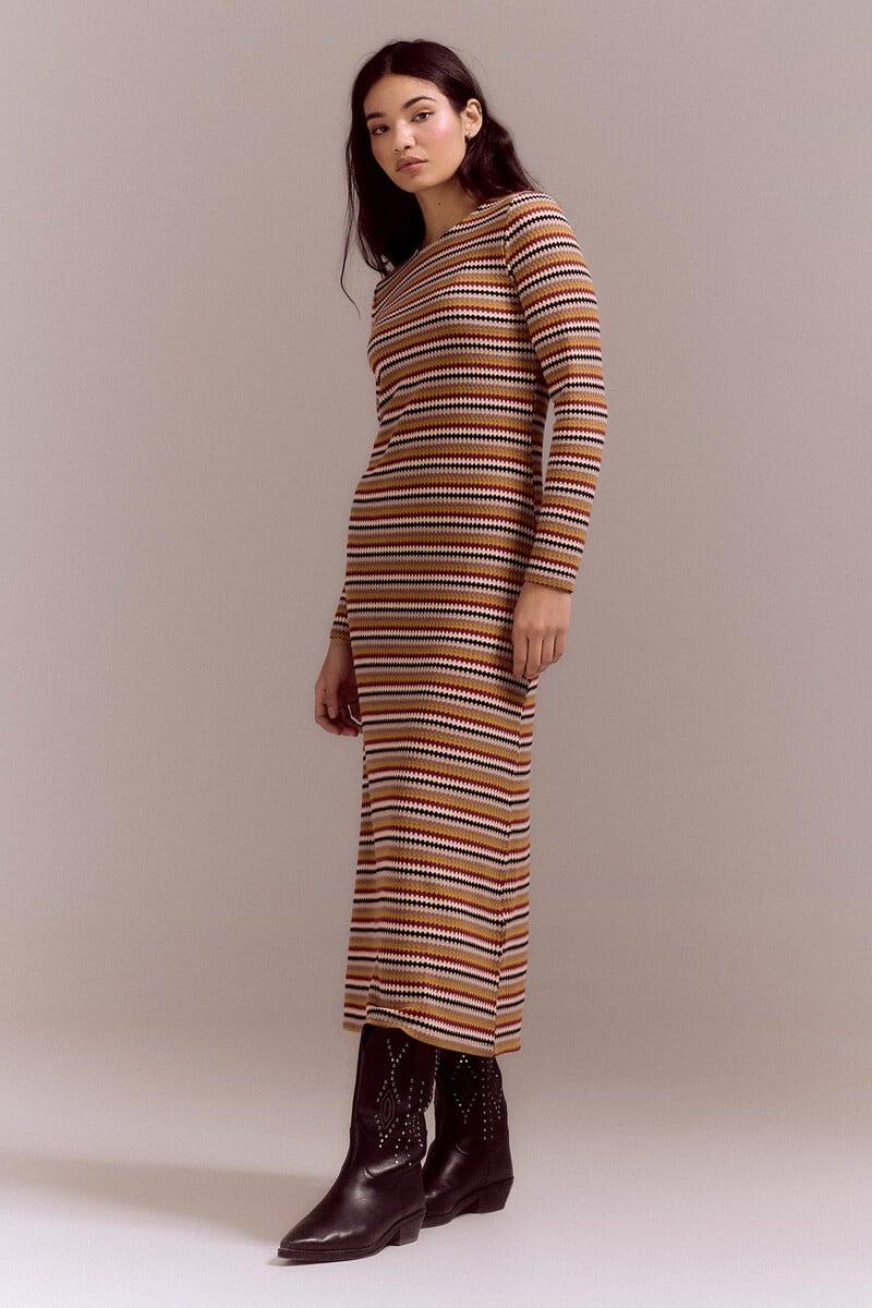 pedro del hierro Vestido estructura rayas multicolor