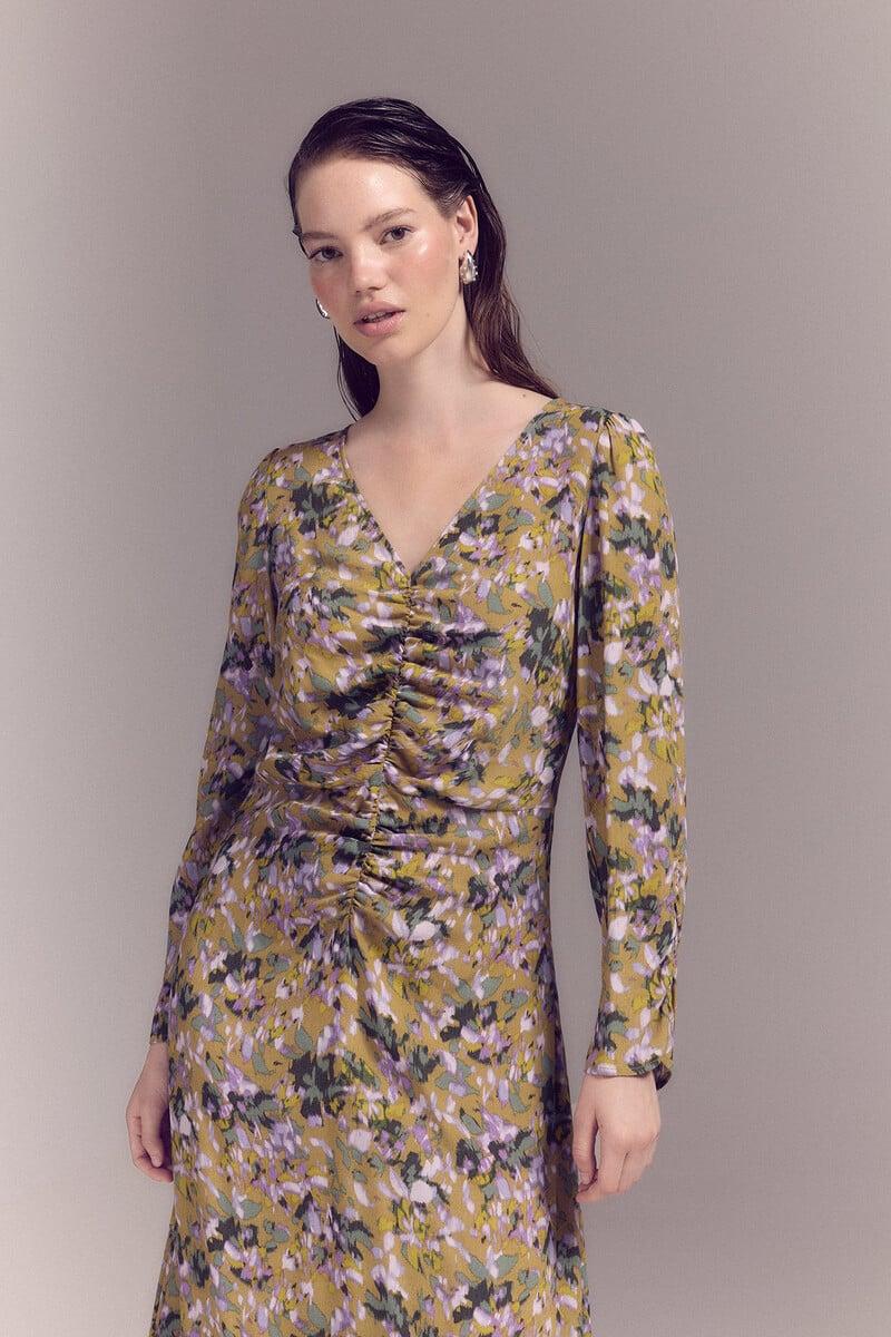 pedro del hierro Vestido frunces estampado 2025