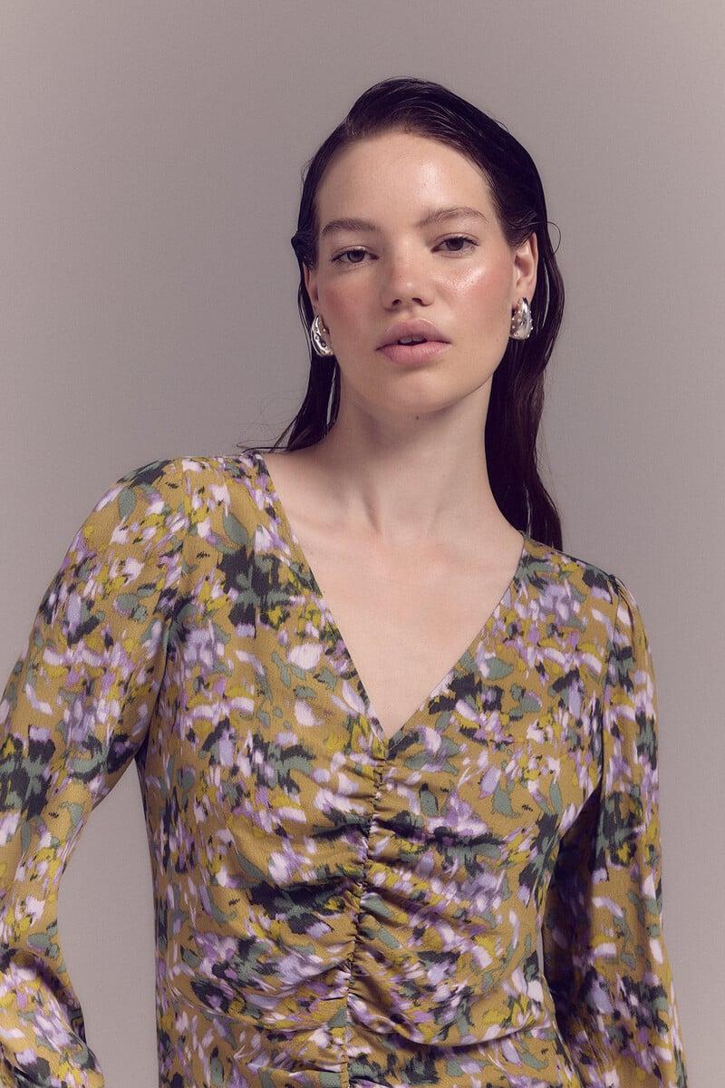 pedro del hierro Vestido frunces estampado 2025