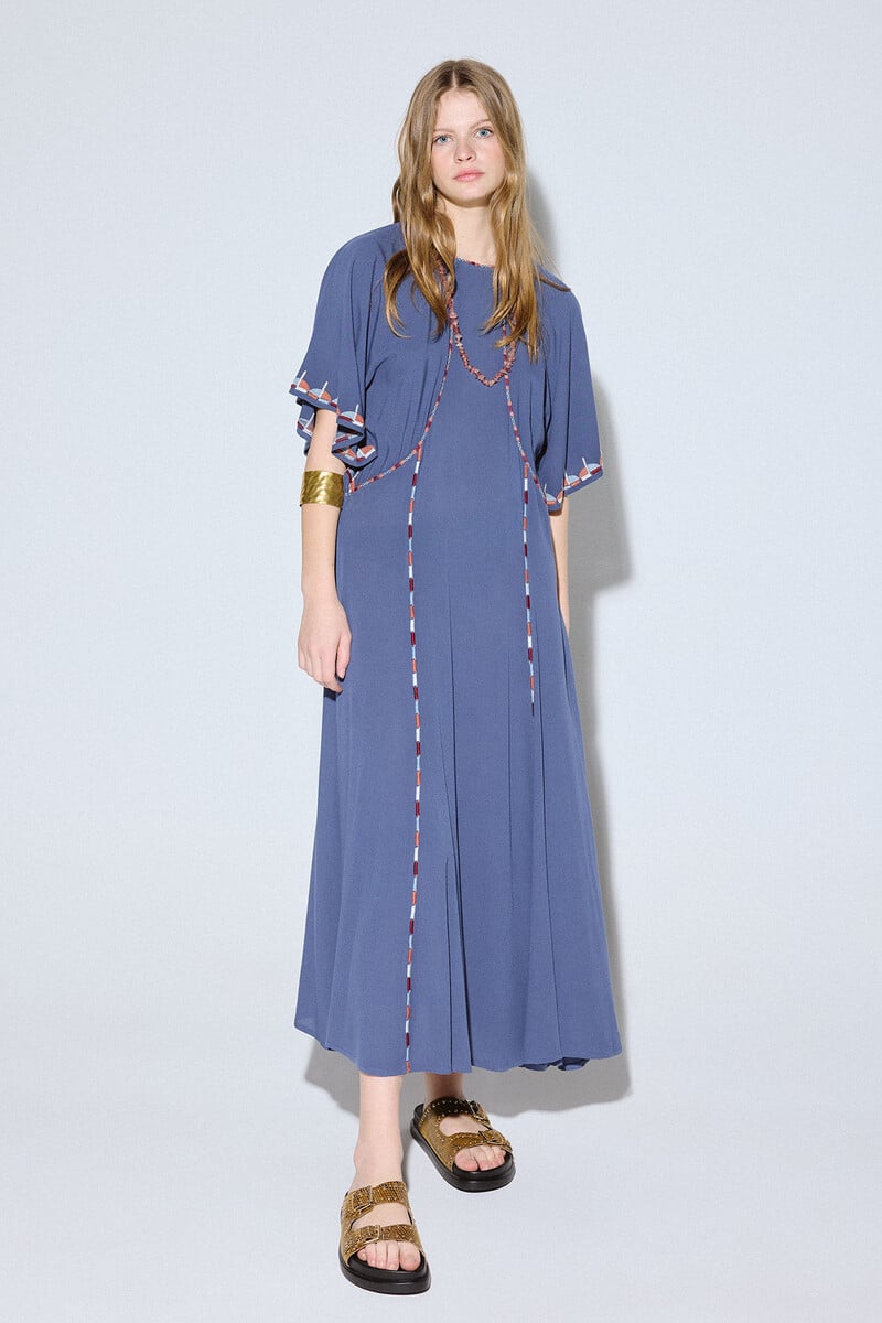 pedro del hierro Vestido manga capa bordado Rebajas de fin de temporada