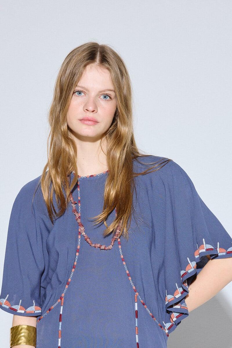 pedro del hierro Vestido manga capa bordado Rebajas de fin de temporada