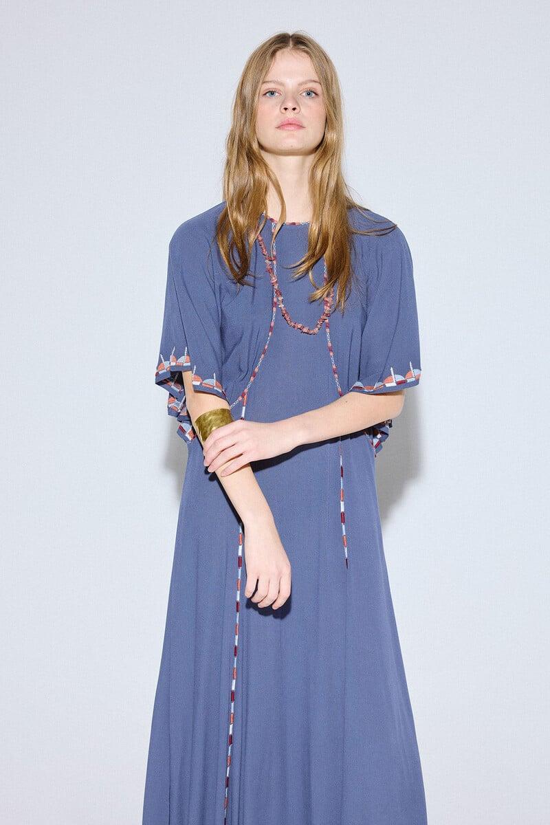 pedro del hierro Vestido manga capa bordado Rebajas de fin de temporada