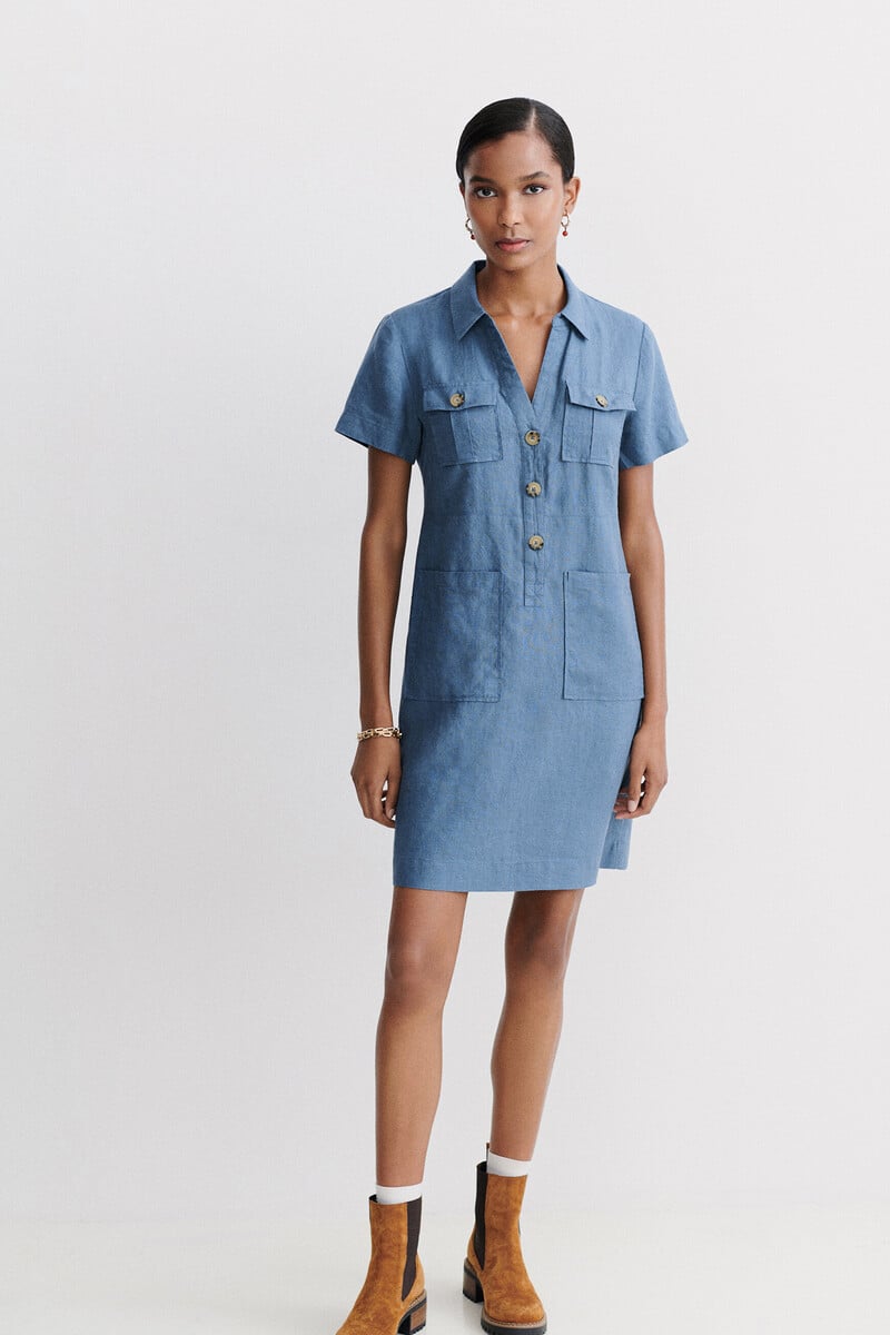 pedro del hierro Vestido laure 100 % lino En línea