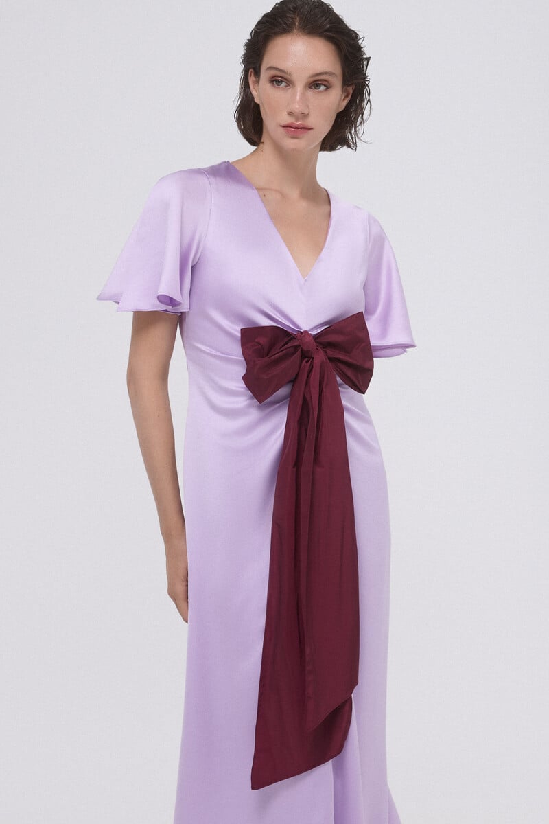 pedro del hierro Vestido frunces con lazo contraste Outlet online