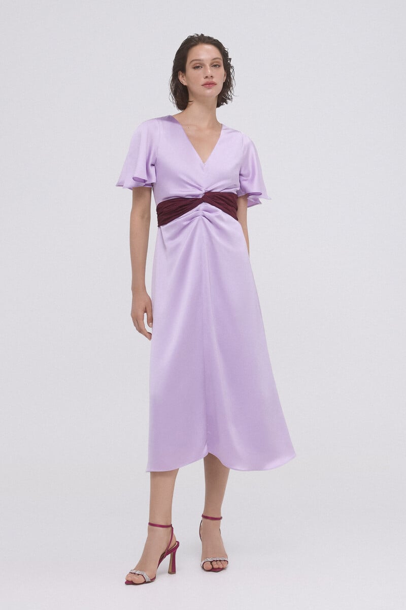 pedro del hierro Vestido frunces con lazo contraste Outlet online